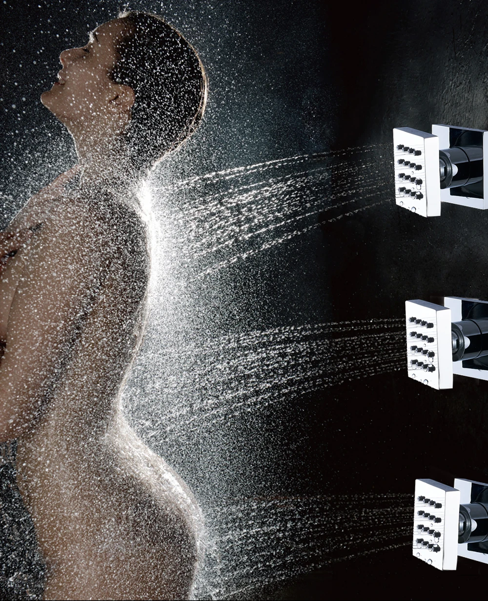 Shinesia хромированный термостатический смесители для душа набор дождь водопад душ с гидромассажем 4-способ Термостатический Смеситель Ванна Душ