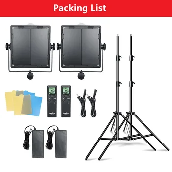 

2PCS Godox LED1000W 5600K LED Light Kit with 2PCS 2.8m Light Stand Video Continuous Light Kit for Children's Video CD15