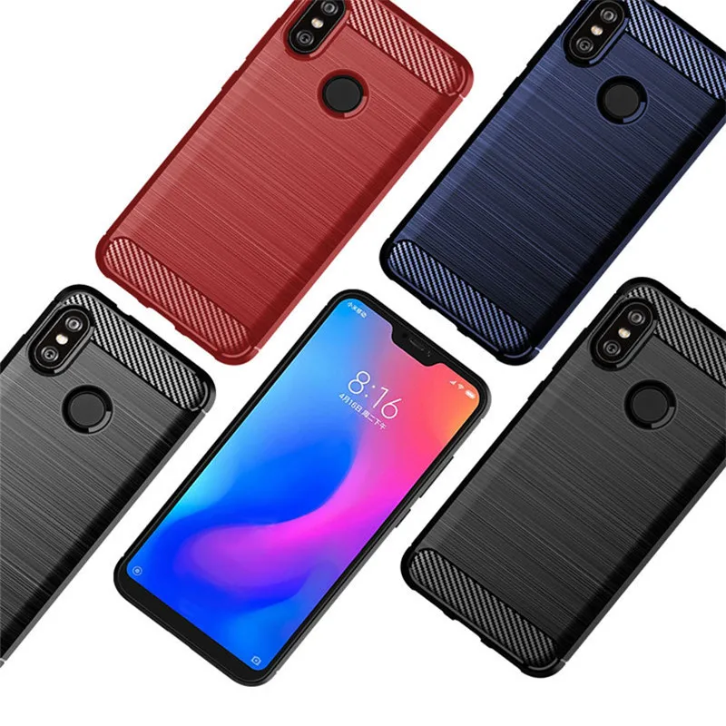 Best On Case For Xiaomi Redmi 6 Pro Cases For Xiaomi Redmi 6A Back Cover Silicone Carbon Fiber Drawing Rugged Armor Ultra Thin Soft