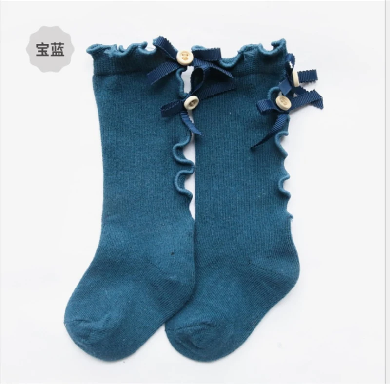 Emmaaby/осенне-зимние носки для маленьких мальчиков и девочек вечерние теплые носки до колена для маленьких принцесс - Цвет: Синий