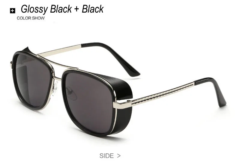 SHAUNA, дешевле, Железный человек, 3 Matsuda, солнцезащитные очки, мужские, квадратные, солнцезащитные очки, брендовые, дизайнерские, женские, в стиле панк, солнцезащитные очки, Oculos Masculino Gafas - Цвет линз: Glossy Black Black