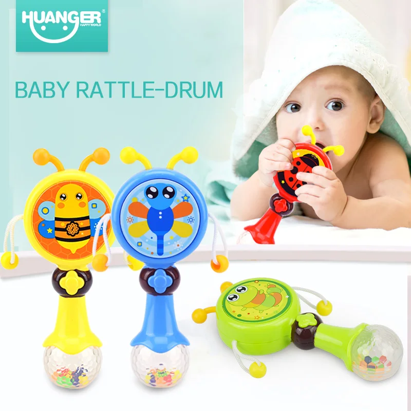 Huanger Baby Rattles Play Set Musical Colourful Baby Rattle Drum 0 12