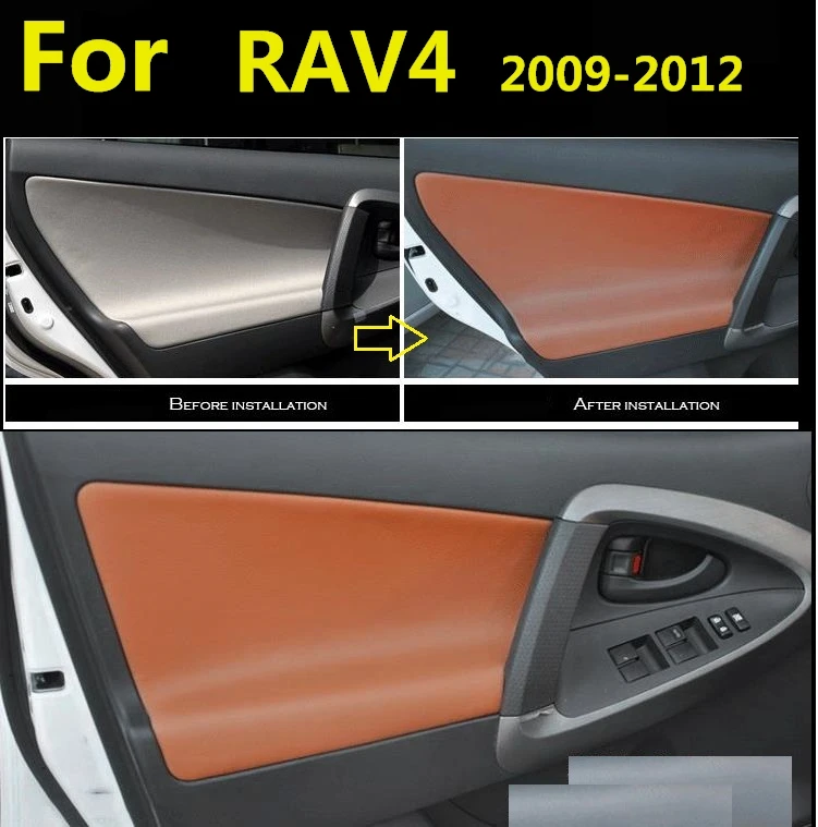 

4PCS Microfiber Front / Rear Door Panel Armrest Leather Cover Protective Trim For Toyota RAV4(2006-2012) with Mount Fittings