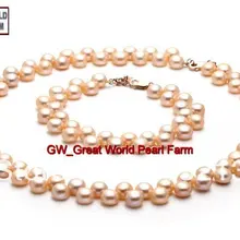 Натуральный 7-8 мм обтекать AAA натуральный розовый жемчуг набор
