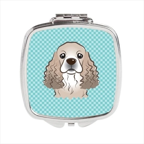 Carolines Treasures BB1154SCM Checkerboard Blue Cocker Spaniel Compact Mirror 2.75 x 3 x .3 In.