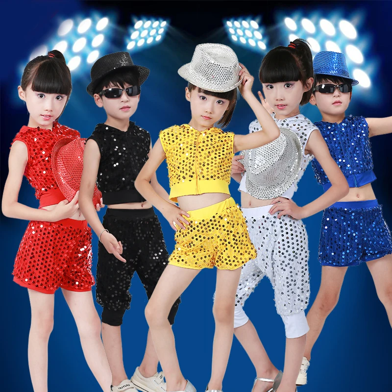 

Children's Jazz Dance Latin Dance Costume Sequin Costume Boys Girls Street Dance Cheerleading Modern Dance Performance