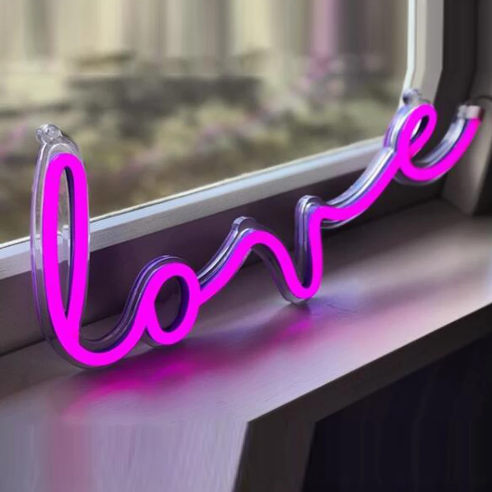 Светодиодный неоновый светильник на заказ с розовым логотипом LOVE, настенный подвесной ночник, светильник для украшения комнаты девушки, неоновая лампа