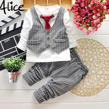 2017 Printemps Nouveau Bébé Garçon enfants ensemble À Manches Longues t-shirt + pantalon costume garçon Enfants Vêtements Set livraison gratuite