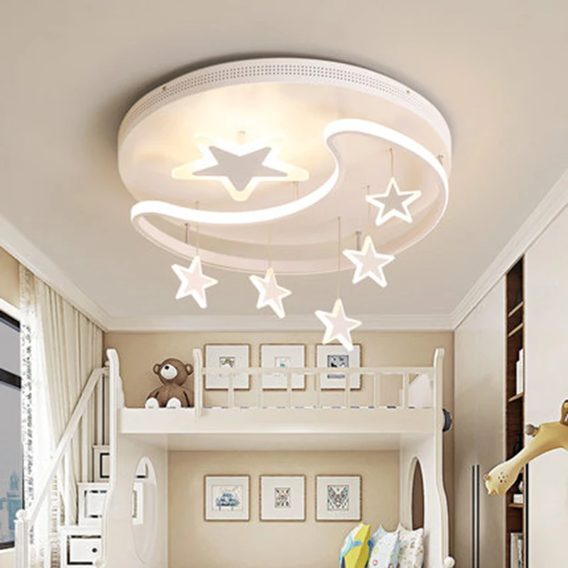 

Children's room lamp Simple modern personality creative cute cartoon bedroom lamp stars girl led bedroom lamp Ceiling lights
