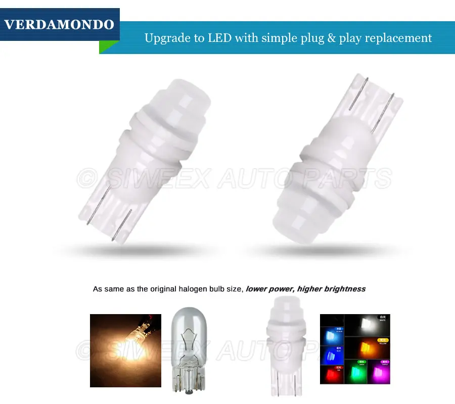 1 шт. T10 Светодиодные керамические W5W 3 SMD 2835 боковые габаритные лампы авто