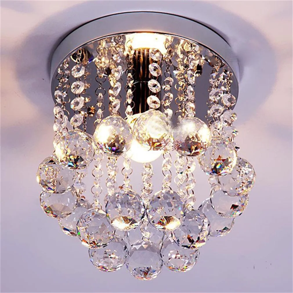 Crystal Droplets Silver Chrome Ceiling Light Fitting Lamp