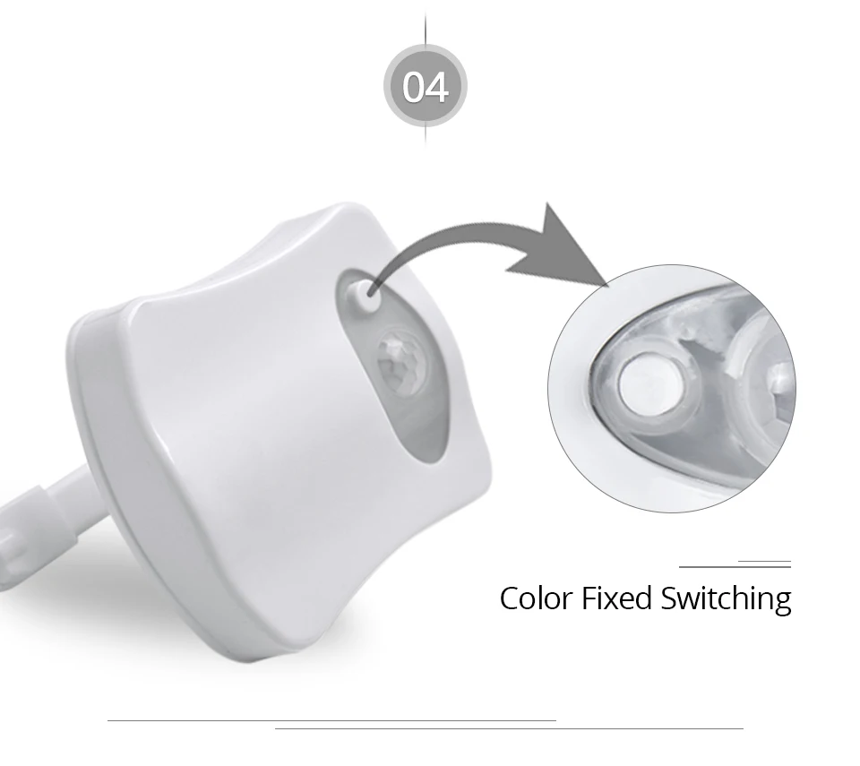 Motion Sensor Toilet Seat Lighting 8 Colors Backlight Toilet Bowl Automatic Night Lamp 3 AAA Seat Sensor Light LED Toilet Lamp (10)