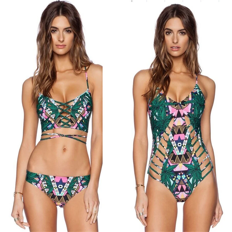 

Swimsuit Indian Totem Print Sling Bikini Sexy Banded Siamese Swimsuit