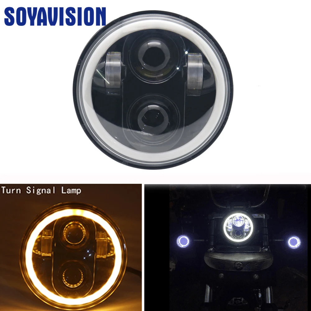 5.75 Inch Motorcycle LED Headlight Motorbike Headlamp With Angle Eye High Low For Harley Sportster Iron 883 1200 Dyna Street Bob |