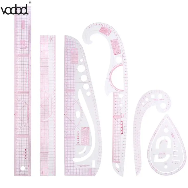 

VODOOL 6pcs/set DIY Clothing Sample Grading Sewing Tailor Rulers Curve Cutting Multifunctional Plastic Patchwork Rulers