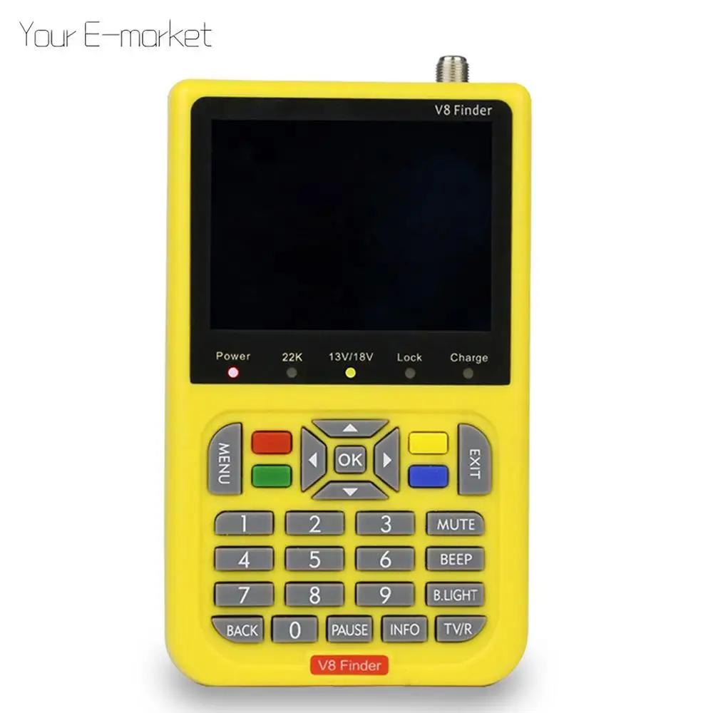 Satxtrem DVB-S2 V8 Finder HD цифровой спутниковый Finder Meter SatFinder Full 1080P FTA 3,5 дюймов ЖК-дисплей для приемник спутникового сигнала - Цвет: Yellow Color