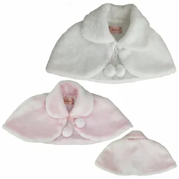 

Warm Girls Bolero Formal Wedding Party Flower Girl Faux Fur Wraps Poncho Ivory Pink White Kids Fall Winter Jackets