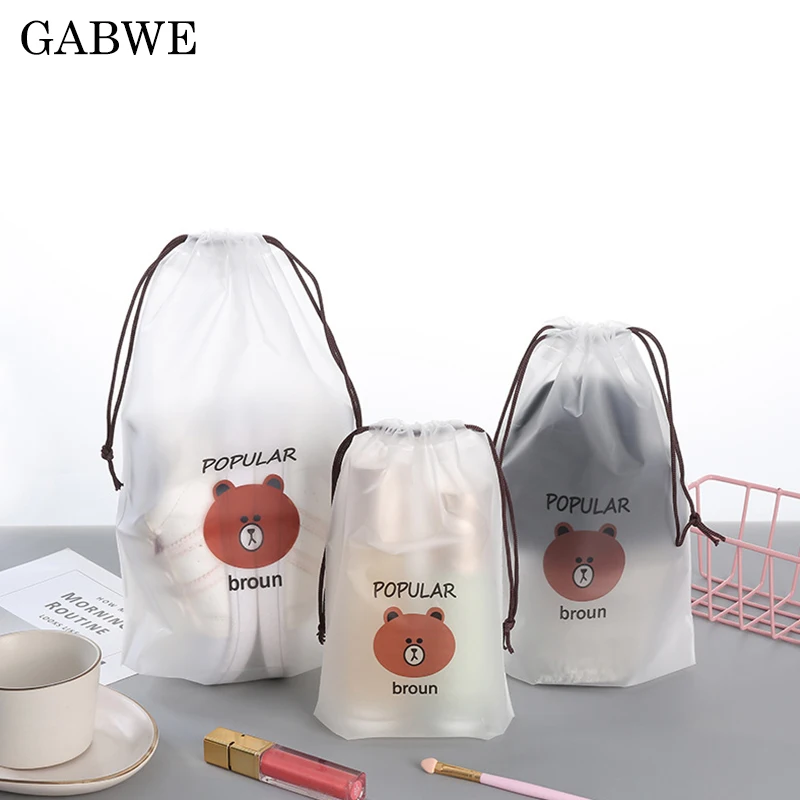 

GABWE Transparent Brown Bear Cosmetic Bags Travel Makeup Case Women Make Up Bath Organizer Storage Pouch Toiletry Wash Beaut Kit