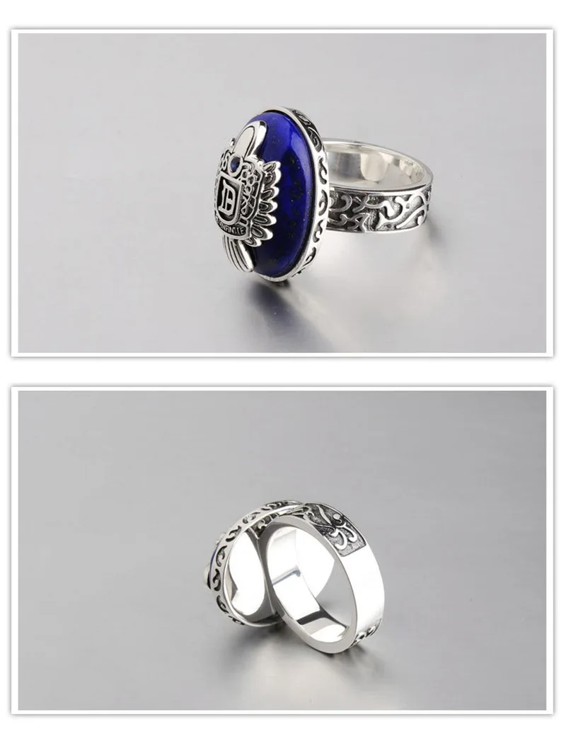 Кольцо из стерлингового серебра с дневниками вампира, A-Z из серебра 925 пробы с буквами, 26 дизайнов, кольца из натурального лазурита с голубым кристаллом
