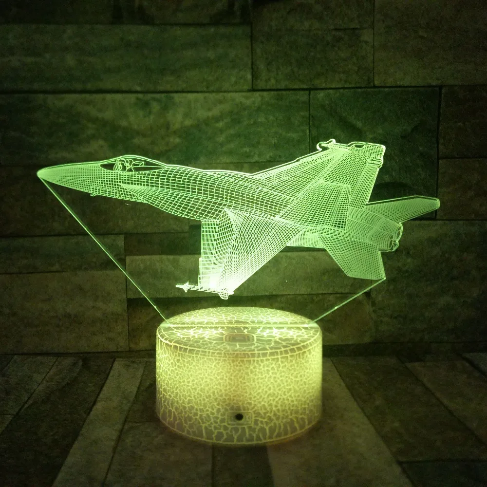 3D самолет ночник LED Настольная лампа 7 цветов Изменение USB/питание от аккумулятора