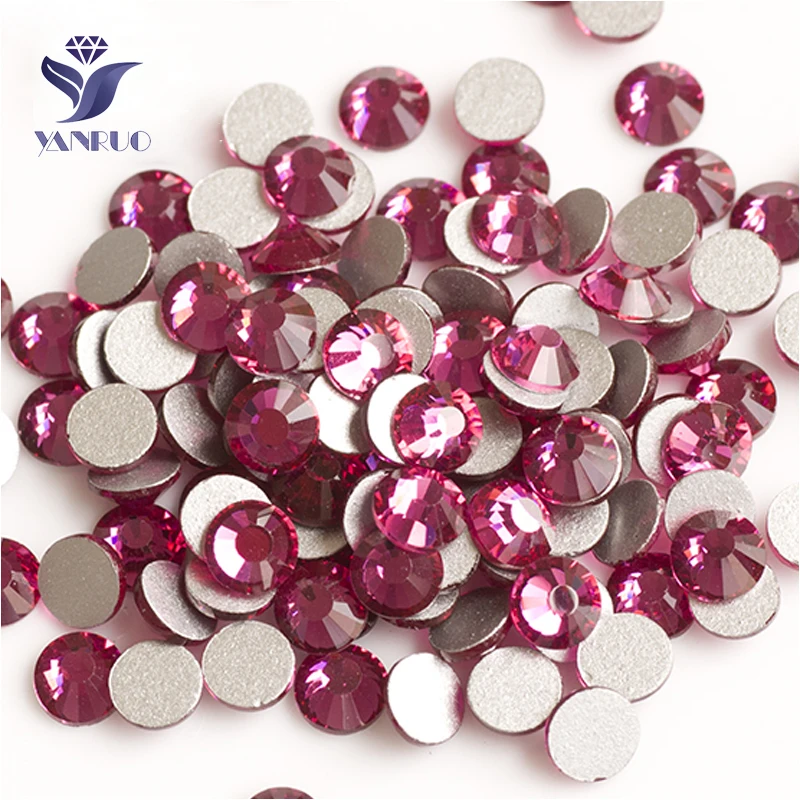 YANRUO 2058NoHF SS20 фуксия 1440 шт. Strass Flatback Стекло Камень без горячей фиксации Кристальные