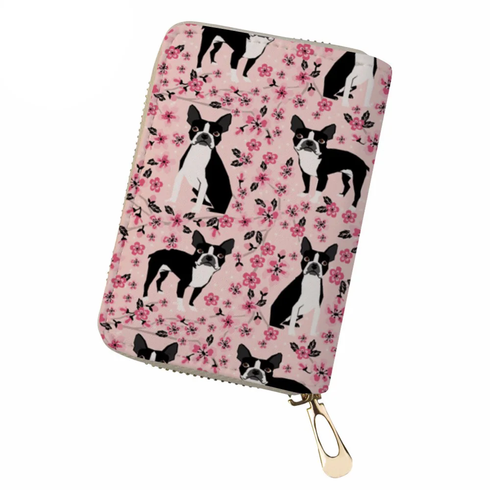 

NOISYDESIGNS Women Business Card Holder Boston Terrier Print Credit Card Holder Ladies Bank Card Storage Case for Travel 2019