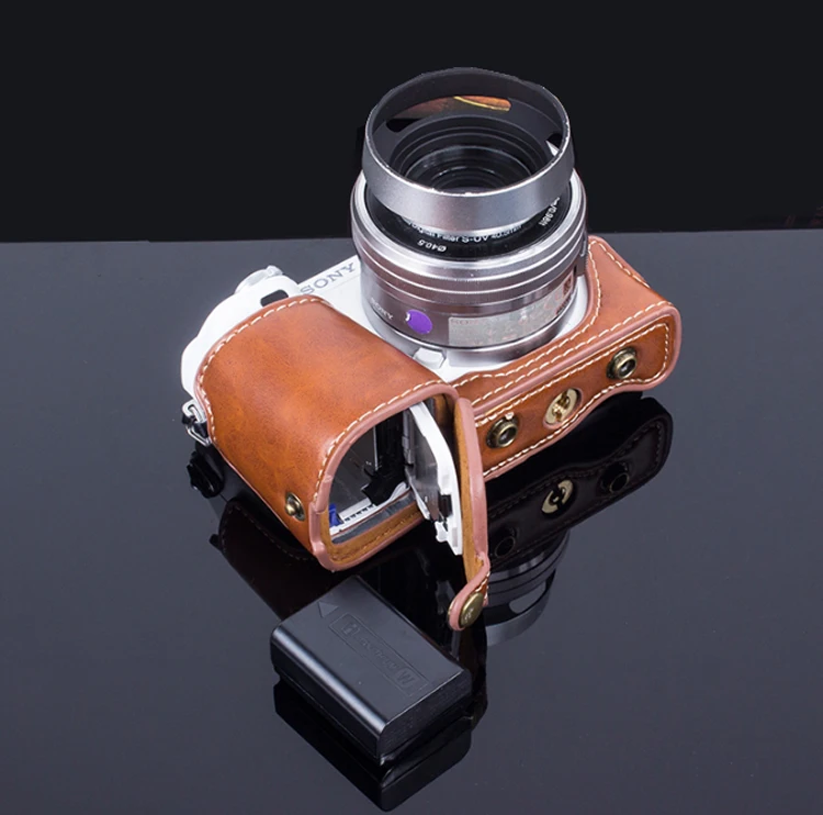 Высокое качество pu кожаный чехол для камеры чехол для sony A6000 A6400 A6300 ILCE-6300 NEX-6 16-50 мм с отверстием для батареи