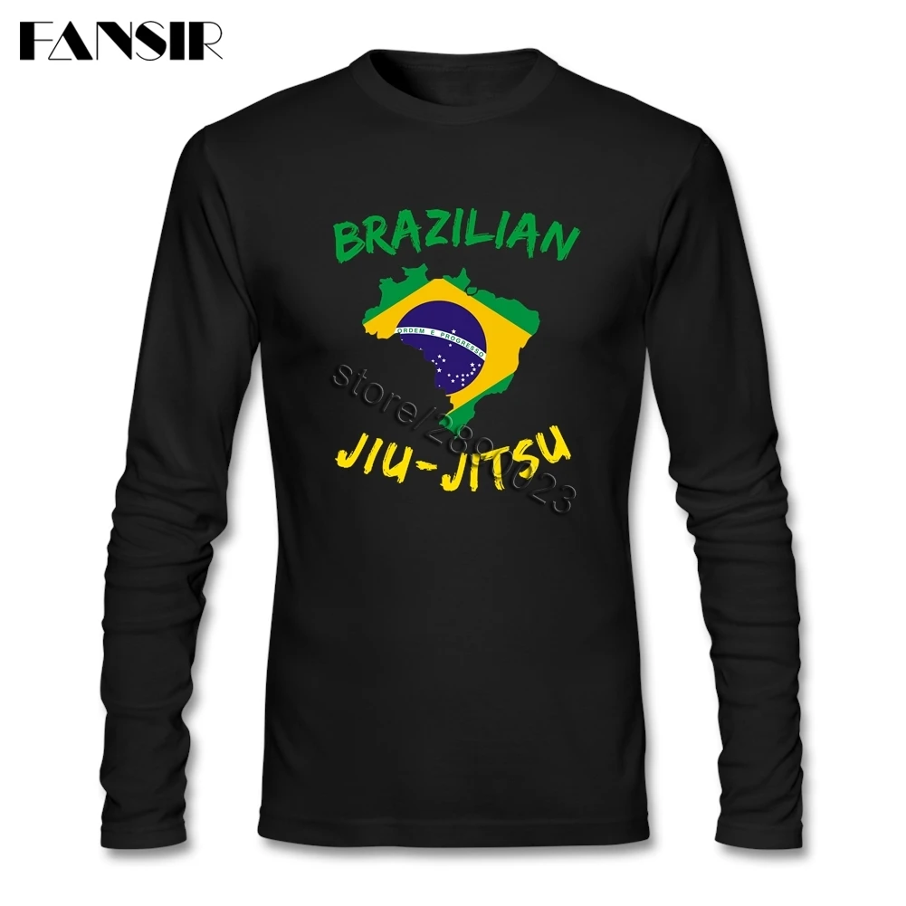 Men Tee Shirt O-neck Long Sleeve Cotton BJJ Brazilian Jiu Jitsu Novelty T Men's | Мужская одежда