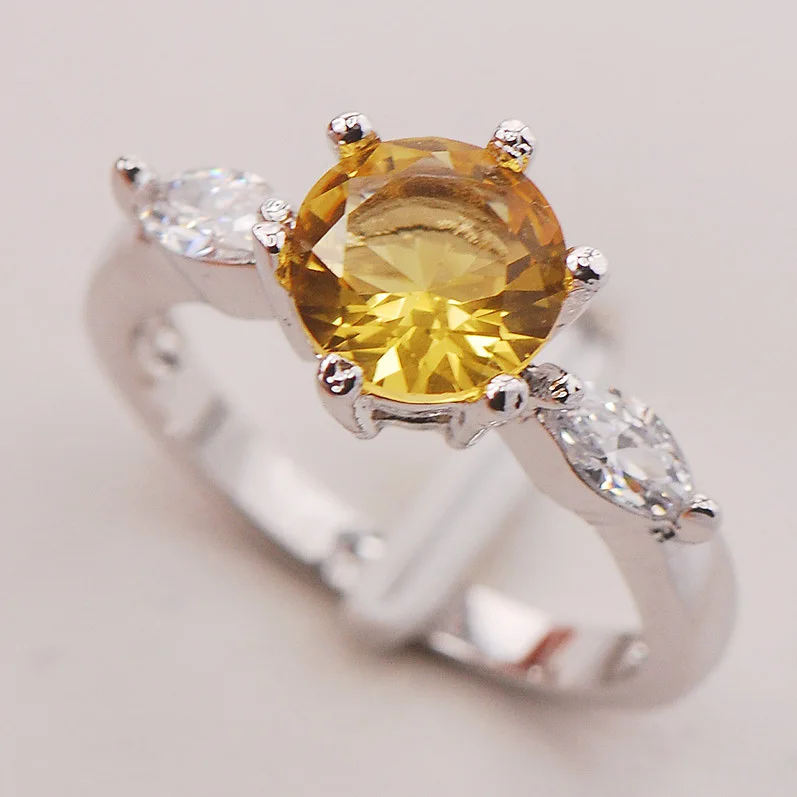 Citrine Women 925 Sterling Silver Ring F744 Size 6 7 8 9 10
