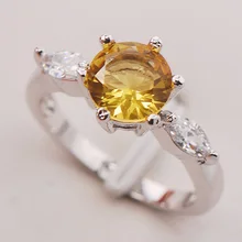 F744 citrino Mujeres Anillo de Plata 925 Tamaño 6 7 8 9 10