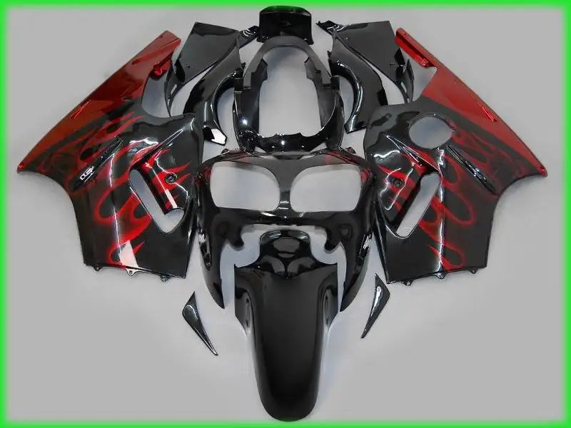 

Injection mold fairing kit for Kawasaki ZX12R 00 01 red flames black fairings set ZX12R 2000 2001(include tank cover) OT02