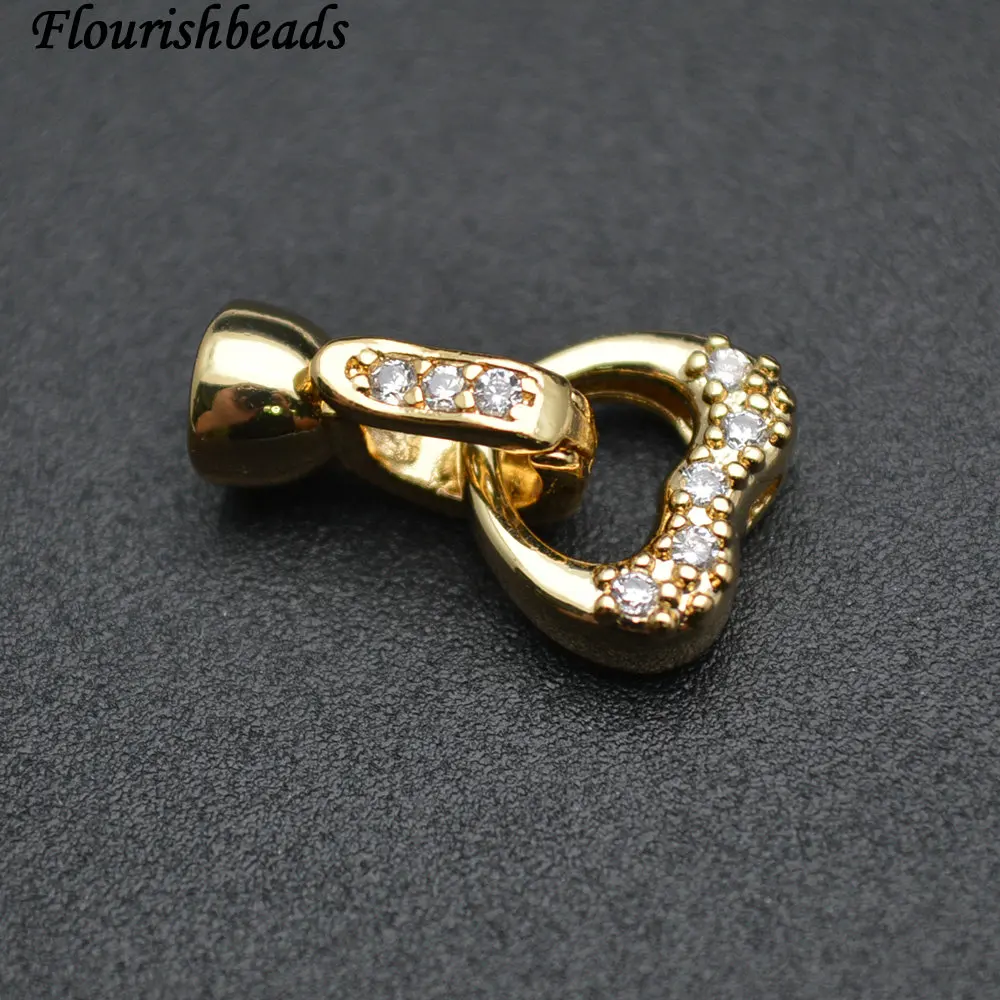 

10x15mm Heart Shape Micro Pave CZ Rhinestone Necklace Clasps or Bracelet Charms Fashion Jewelry Findings 10pc per lot