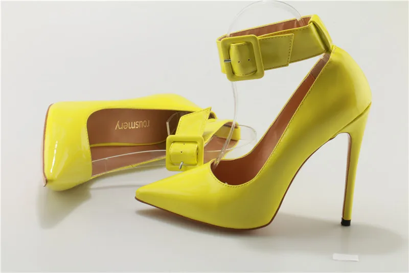 Pompes Yellow Sexy Haute Chaussures Hauts Conception Cheville Pointu Robe Femmes Formelle Mode Qualité Bout Bride À La Talons Boucle Discothèque C8xq1C4p