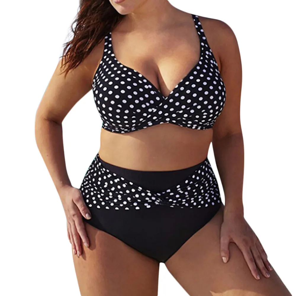 

Women Big Beauty Size Dots Bikini Sets Two Piece Sexy Club Swimsuits Sheath bra Push Up Swimwear Beach Suit Playsuits 2019 #YL5