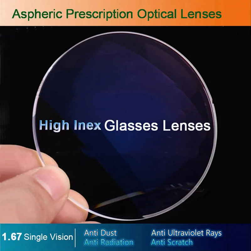 1.67 Single Vision Optical Glasses Prescription Lenses for Myopia/Hyperopia/Presbyopia Eyeglasses CR-39 Resin Lens With Coating
