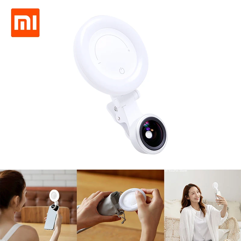 

Xiaomi Wicue Beauty Lens Shot 120° Super Wide Angle Ring Highlight LED Selfie Lens Multi-Section Dimming With Micro data cable