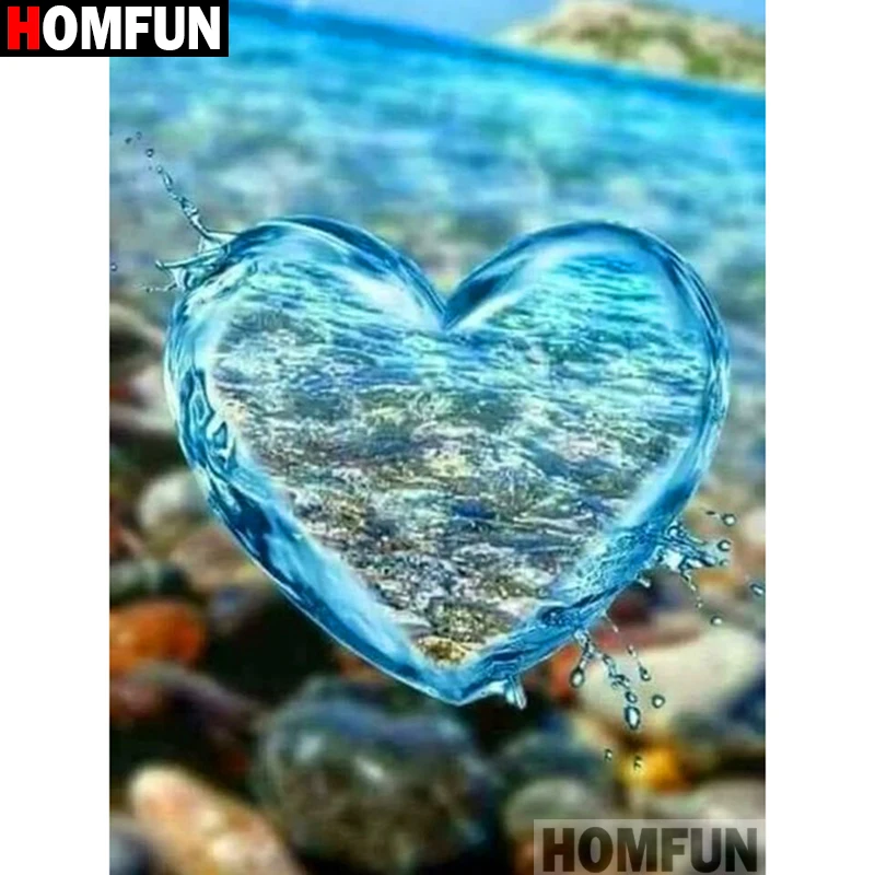 

HOMFUN Full Square/Round Drill 5D DIY Diamond Painting "Water heart" 3D Diamond Embroidery Cross Stitch Home Decor A19436