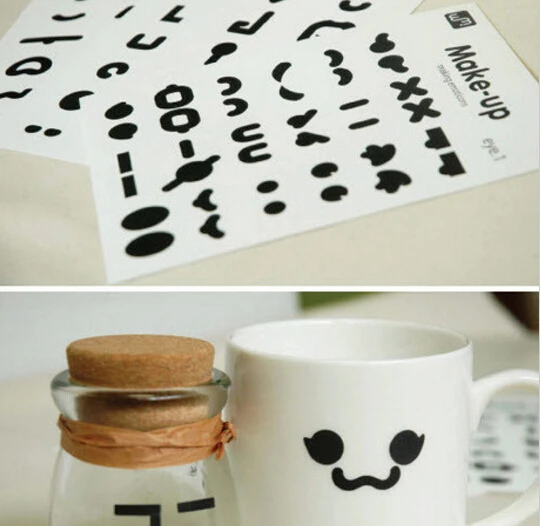 3 sheet/lot DIY Cute Cartoon Making Emoticons Mouth Nose PVC Stickers