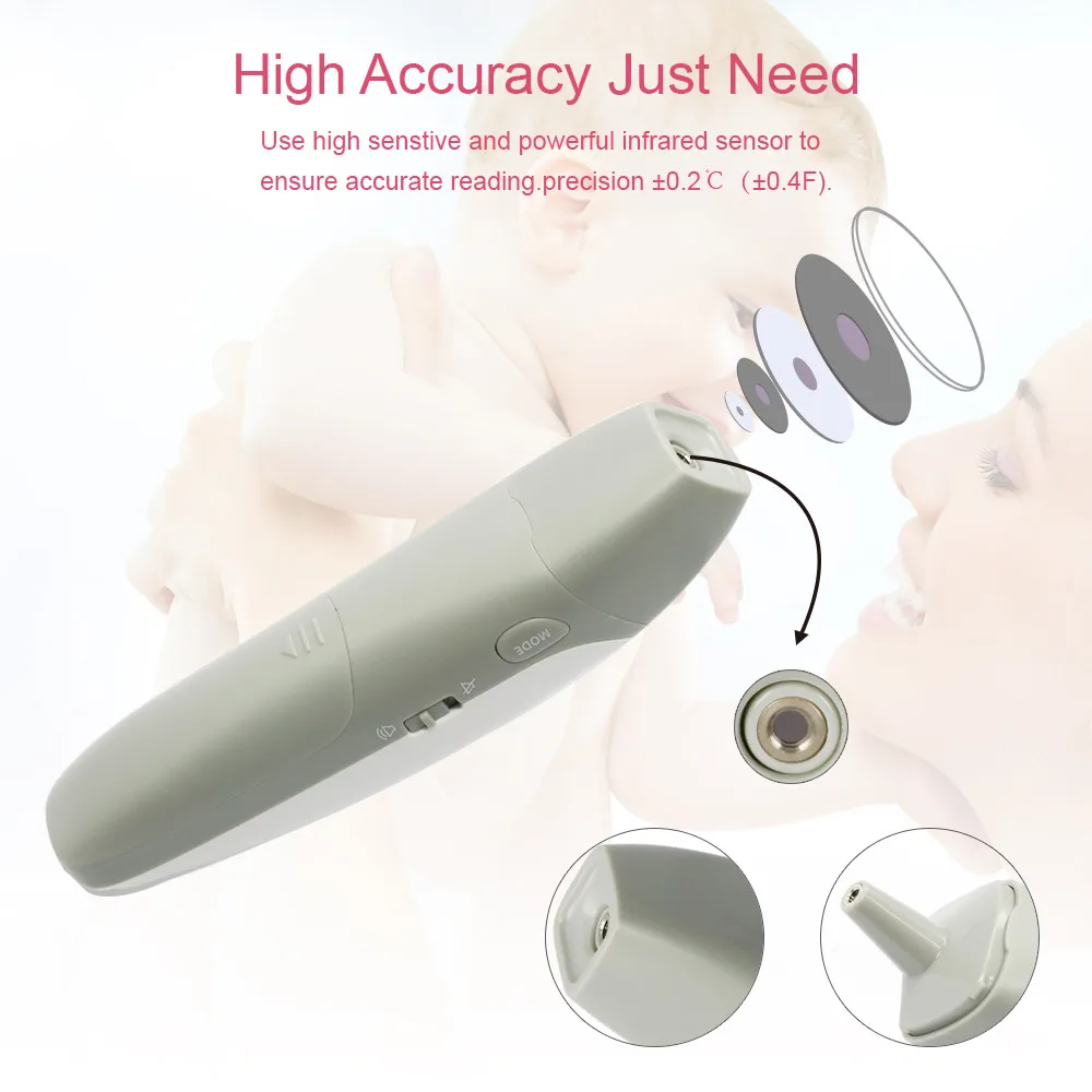 Digital LCD IR Infrared Thermometer Gun Laser Non-contact Baby Forehead Body Surface Eardrum Temperature instruments JPD-FR408 (10)