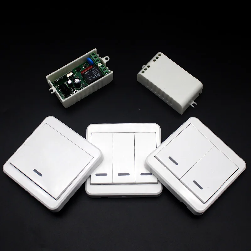 

10A - AC 220V Wireless Remote Switch 1CH Receiver Smart Home Motor Controllers Wall Panel Transmitter Hall Bedroom Light TX