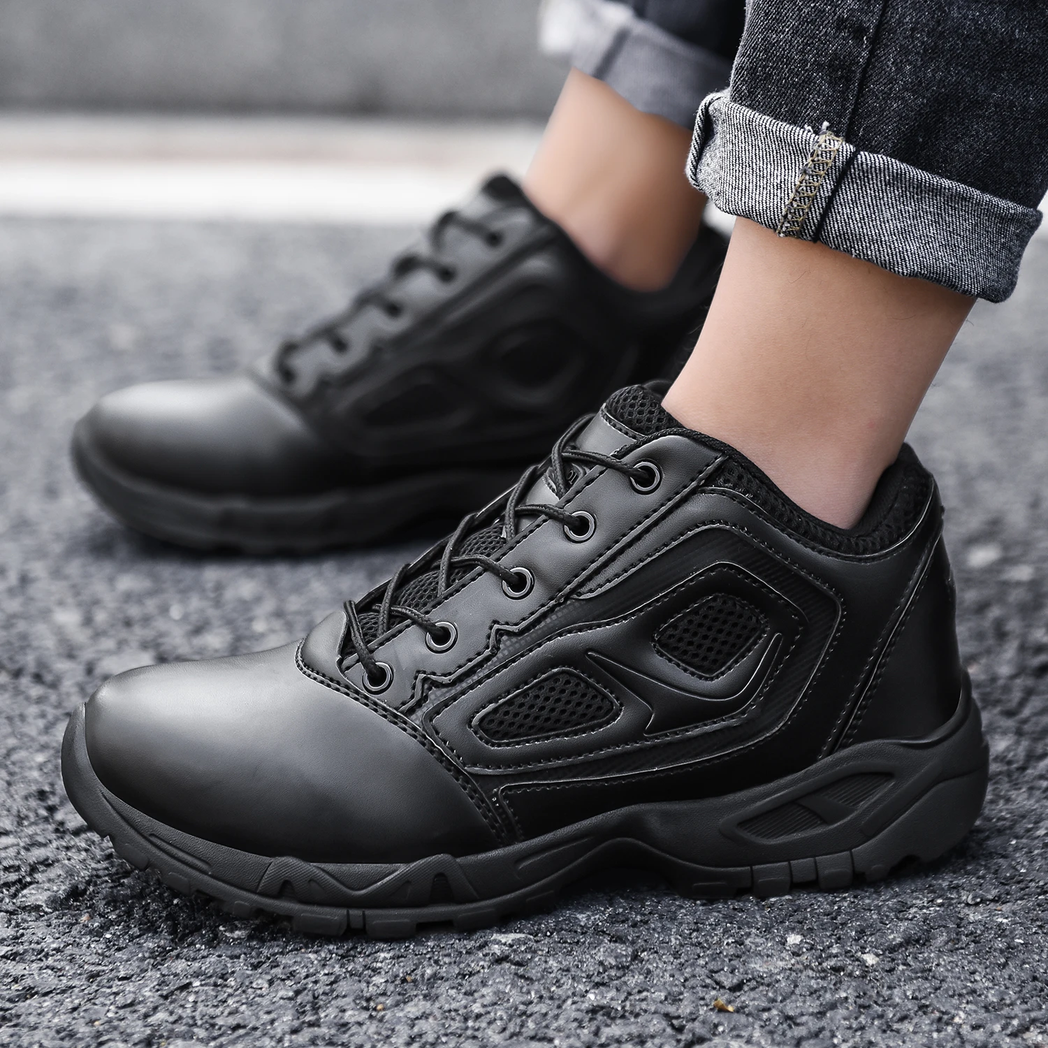 Men Tactical Boots Army Boots Men's Military Desert Waterproof Lace Up Low Top Work Shoes Male Outdoor Ankle Boots