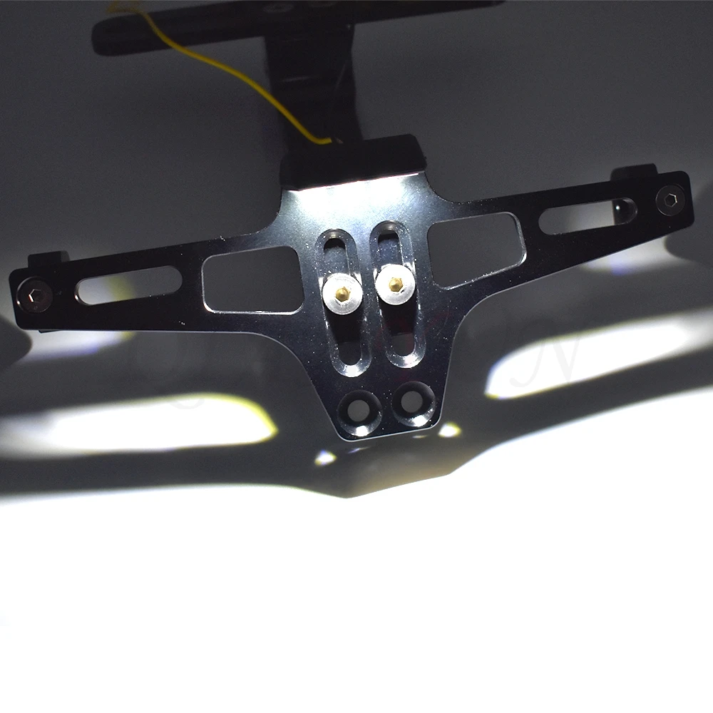 Universal motorcycle CNC aluminum alloy license plate bracket with LED lights For Ducati MS4 996 998 748 750SS MTS1100 SPORT 100