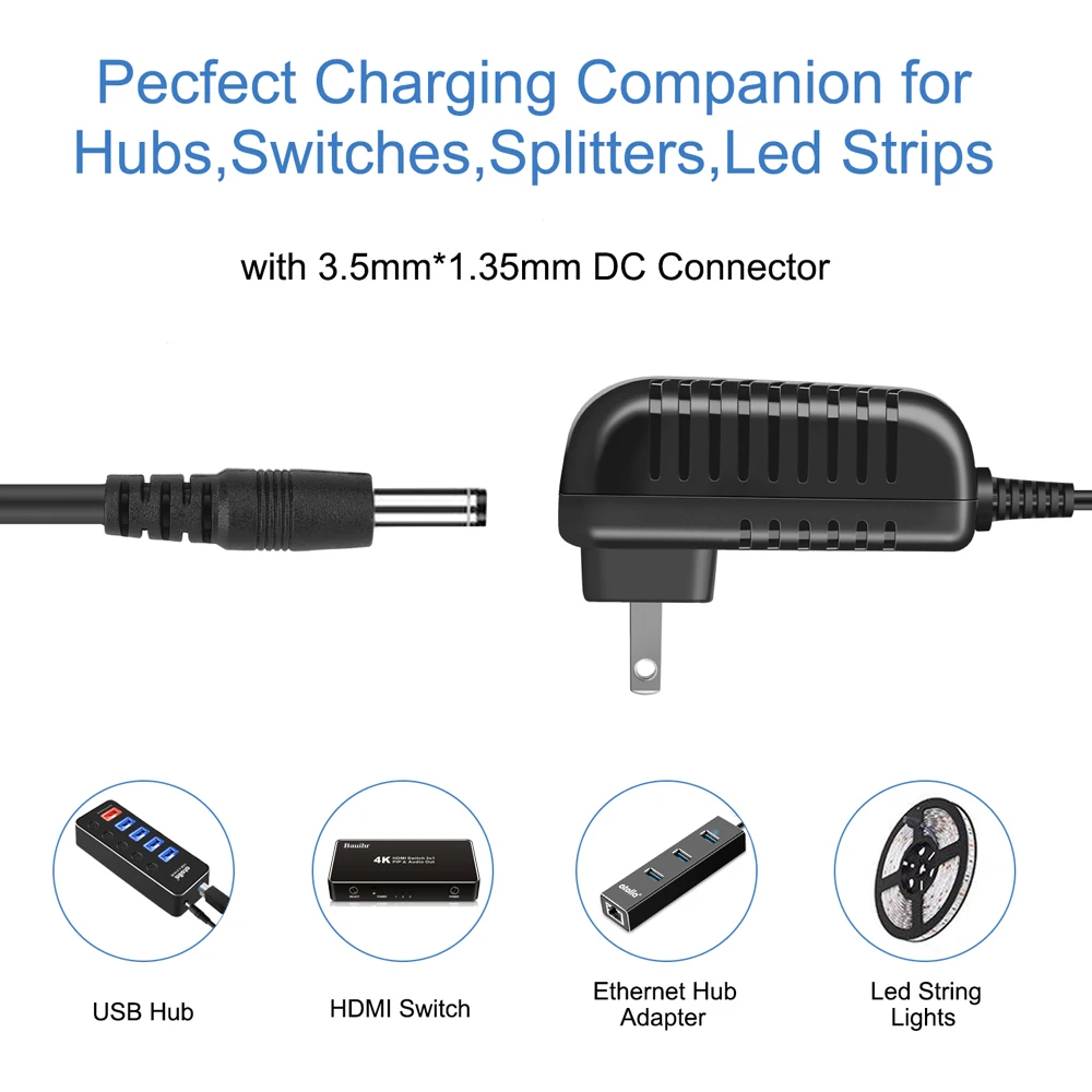 Atolla нам Стандартный адаптер внешнего Питание 15 Вт(5 V/3A) AC/DC адаптер для usb-хаб, 3,5x1,35 мм штекер центр положительный