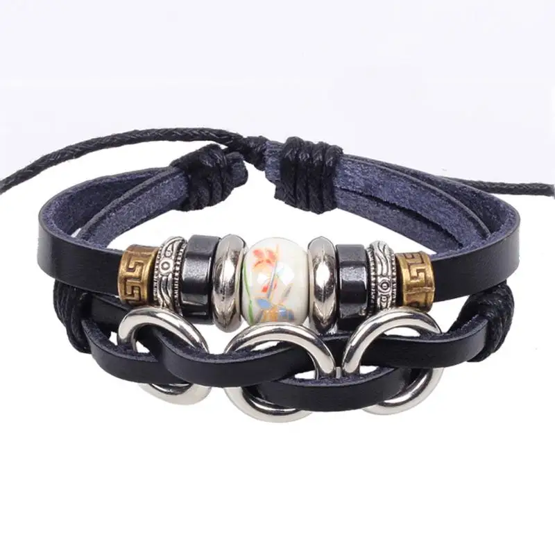 NEW Vintage Women Jewelry Fashion Infinity Leather Charm Bracelet