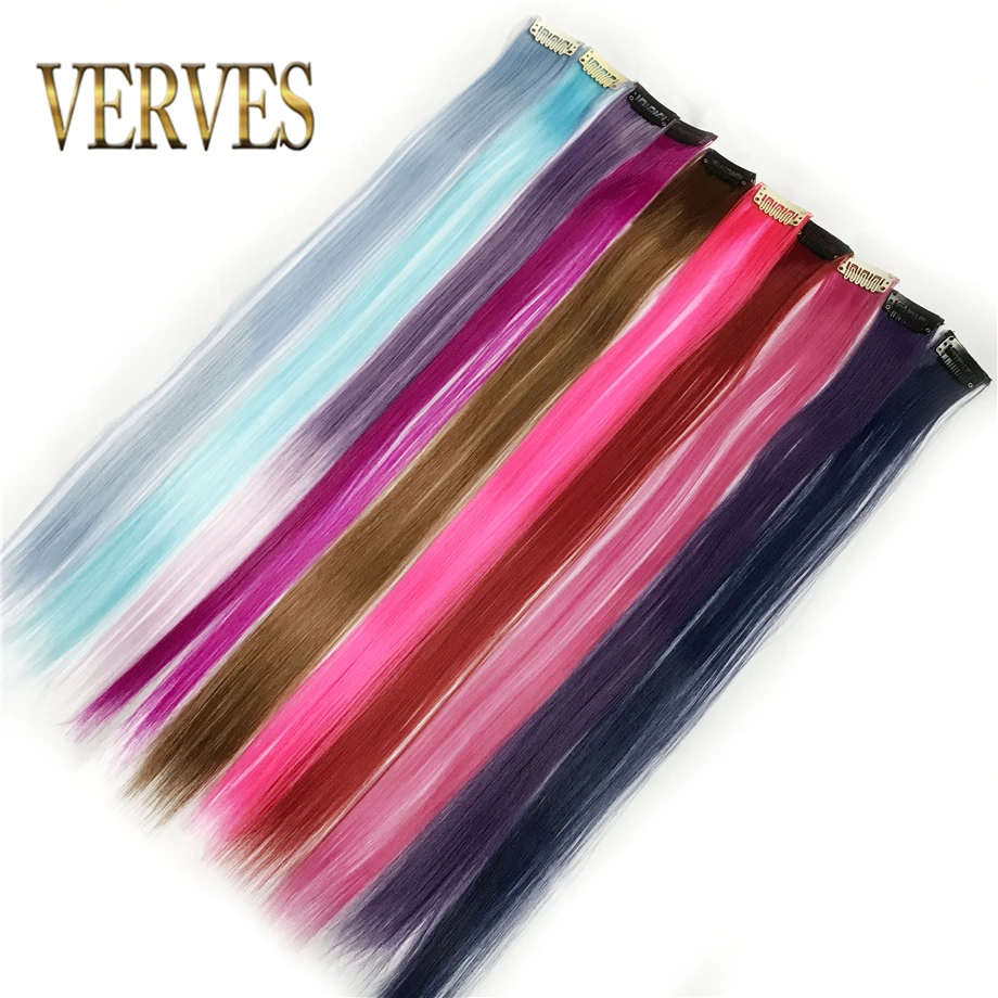 VERVES 10 pcs/lot Synthetic hair Straight Clip In Extension 18 inch on cosplay ombre braiding hair extensions
