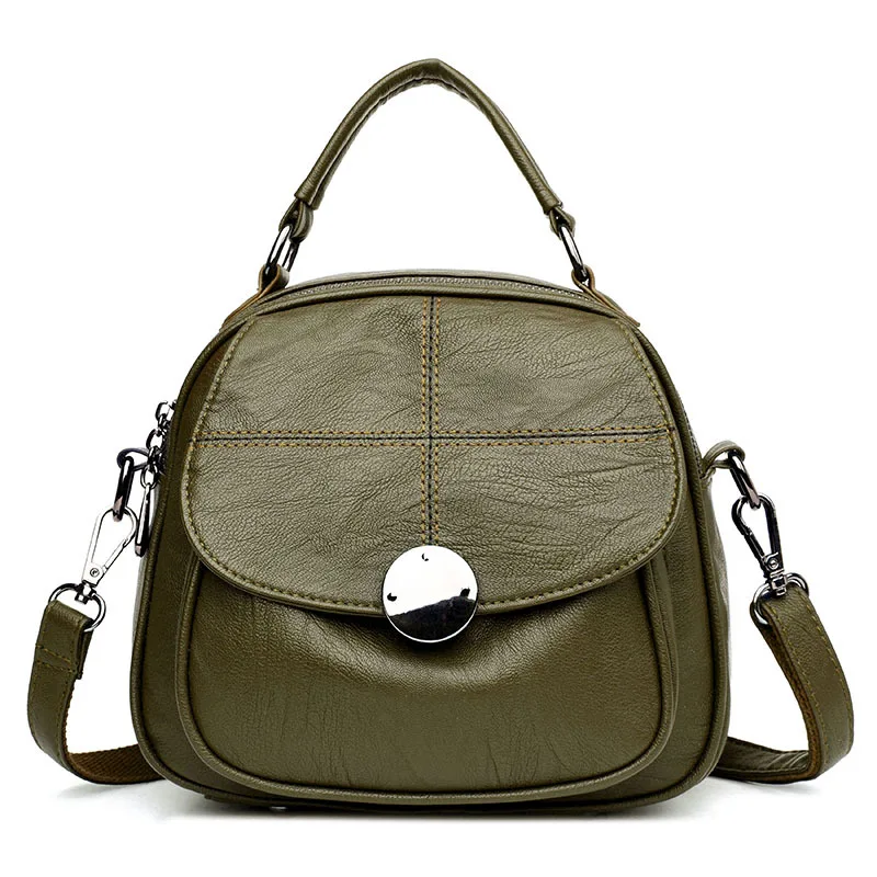 Модный женский рюкзак из искусственной кожи, женский многофункциональный рюкзак через плечо, маленький рюкзак Mochila - Цвет: Зеленый