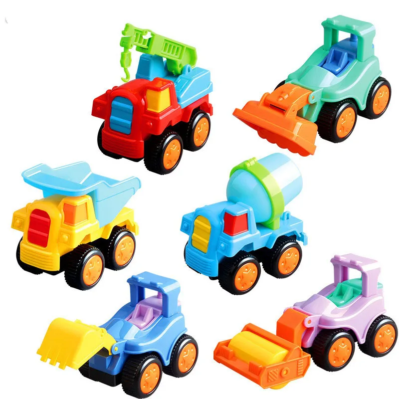 

2911 durable Q version of tractor engineering team inertial toy vehicle 6 mixed give their children Christmas gifts