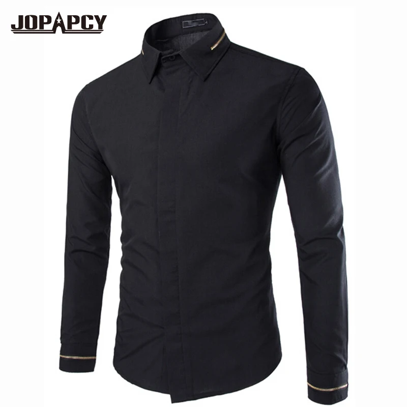 Fashion Spring Solid Black Shirts Long Sleeve Designer Busines Cotton