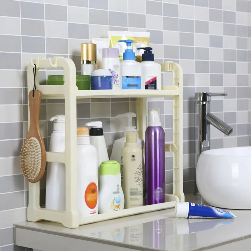  Multi-function Double-layer Storage Holder Seasoning Jar Placement Rack Sundries Drain Shelf With H