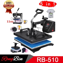 Double Display New Design 5 In 1 Combo Heat Press Machine Sublimation Heat Press Heat Transfer Machine For Mug Cap T shirt Phone